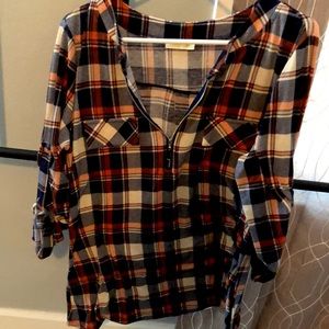 Plaid quarter zip shirt